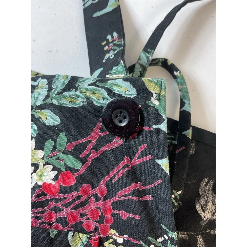 Gorgeous APRIL CORNELL APRON BLACK Red FLOWERS 31 X‎ 30 ALL COTTON